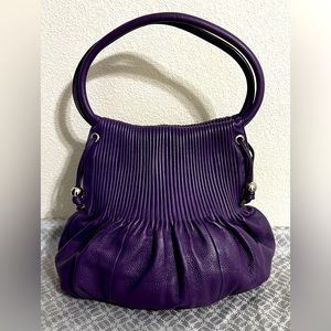 Purple Women's Hobo Shoulder Bag - Elegant Gathered Design